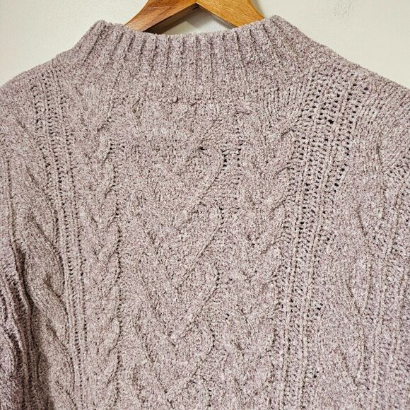 NEW PINK ROSE CABLE KNIT CHENILLE MOCK NECK SWEATER SIZE XL - Picture 10 of 16